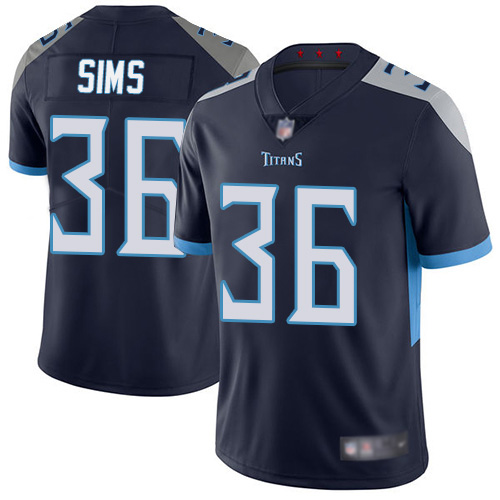 Tennessee Titans Limited Navy Blue Men LeShaun Sims Home Jersey NFL Football 36 Vapor Untouchable
